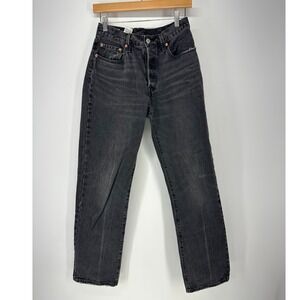 Levi's Premium 501 Original Fit Jeans Womens W26 L32 Black Straight Leg Denim